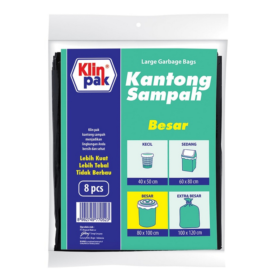 Kantong Sampah Klinpak Ukuran L (80x100cm, isi 8 lembar)