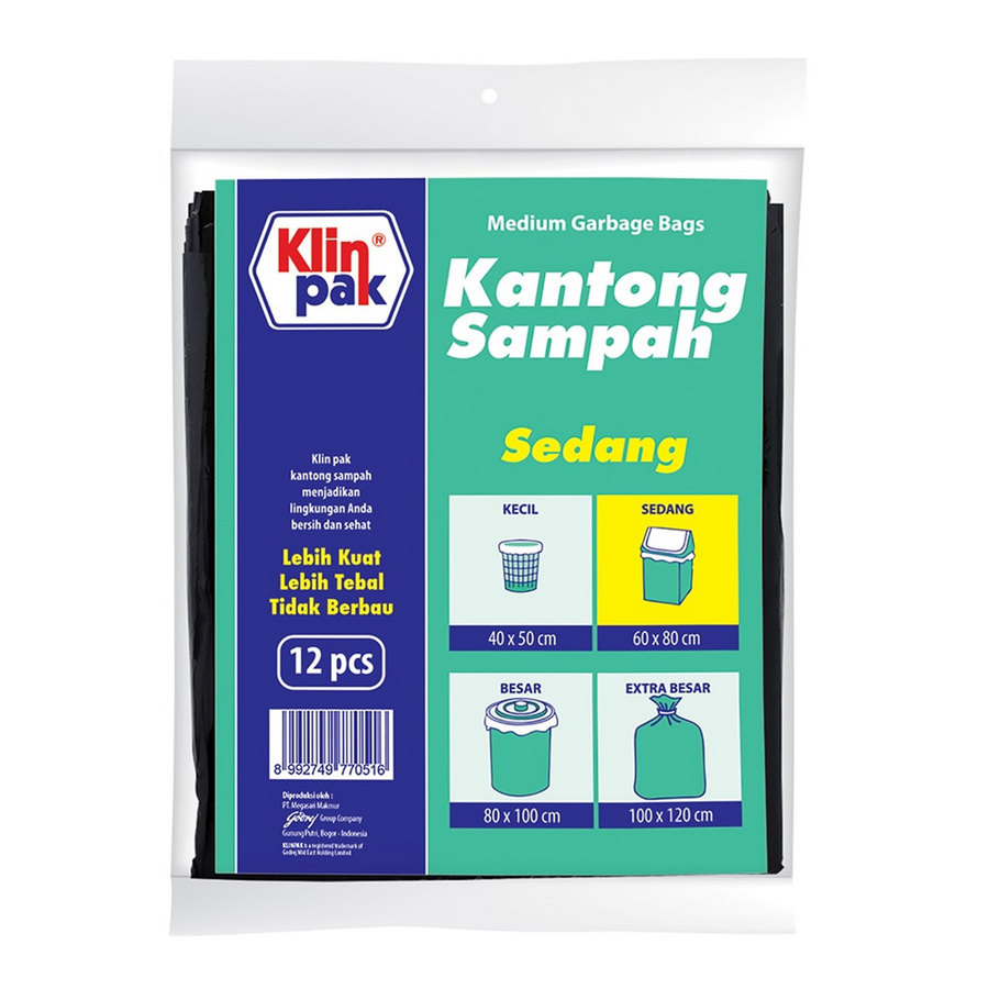 Kantong Sampah Klinpak Ukuran M (60x80cm, isi 12 lembar)